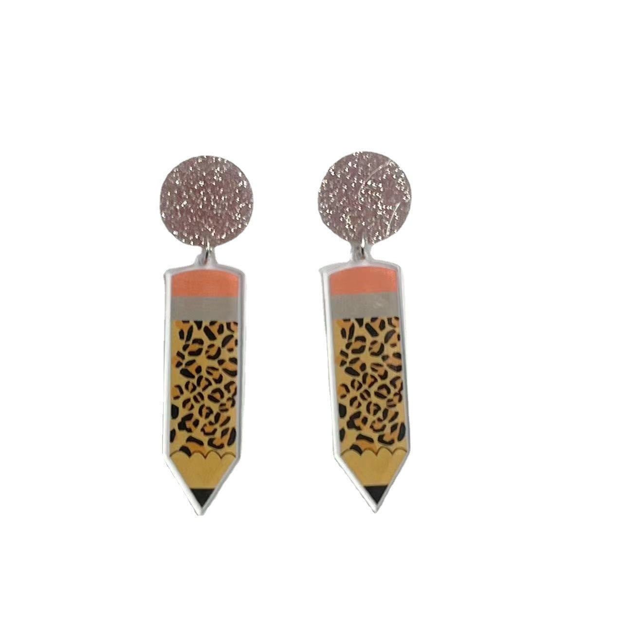 Acrylic printed pencil earrings MIC-JiuT001