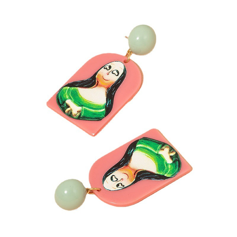 Acrylic funny Mona Lisa earrings MYA-HLM022