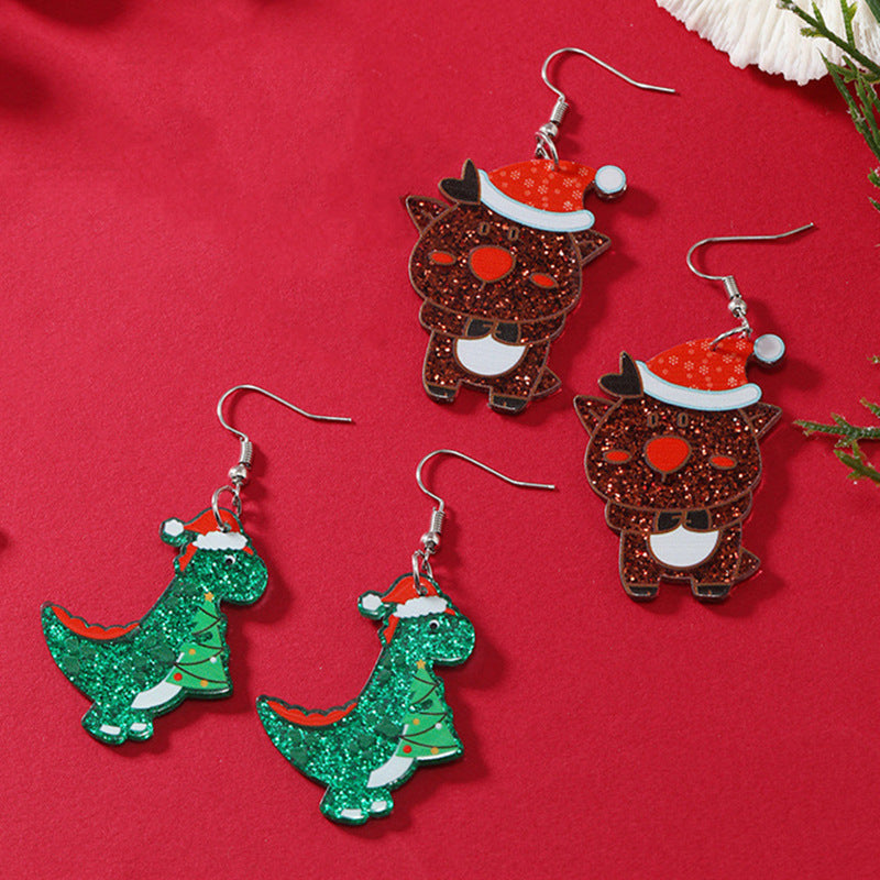 New alloy Christmas reindeer dinosaur earrings MIC-ChuY009