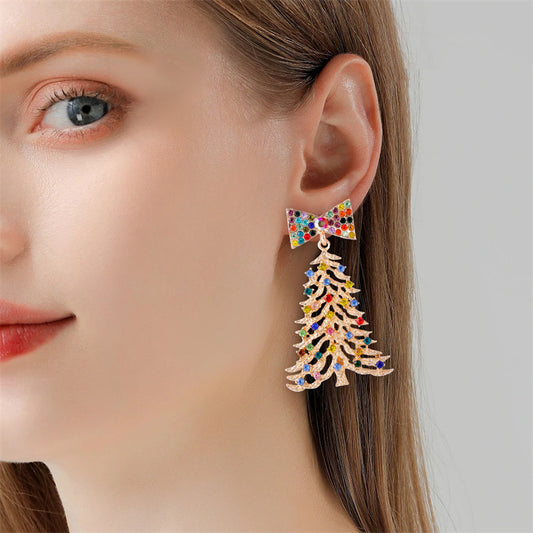 Alloy cartoon Christmas tree tassel earrings MIC-ChuY011