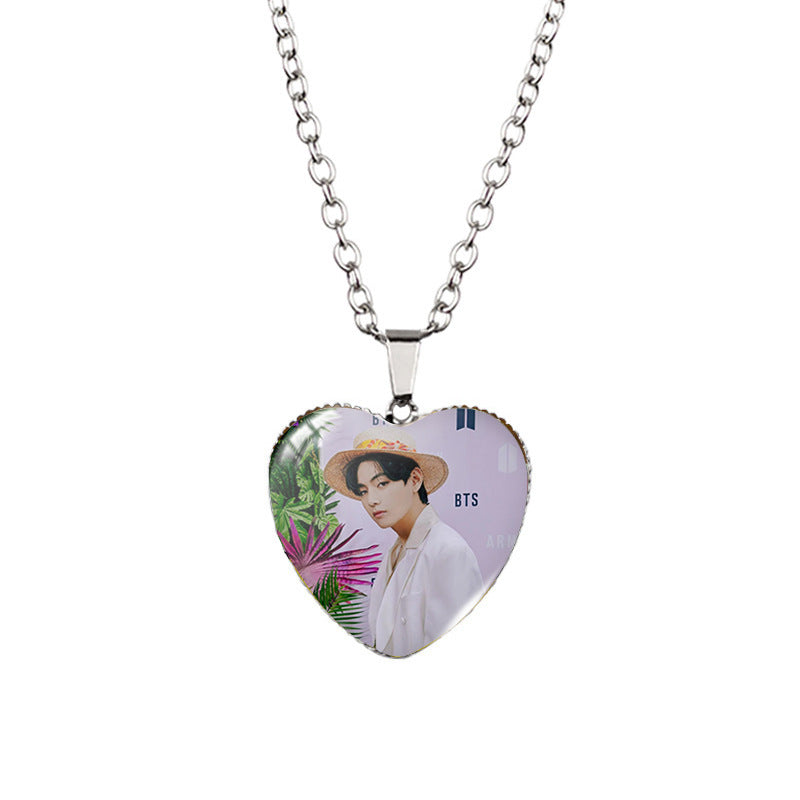 Alloy Time Gem Heart Necklace MIC-XiangL034