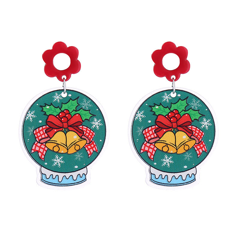 Acrylic Santa Claus Snowflake Earrings (Minimo de Compra 2) MIC-ChouT042