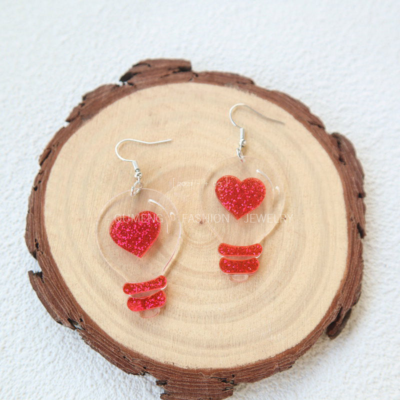 Acrylic Love Light Bulb Earrings MYA-OuG083