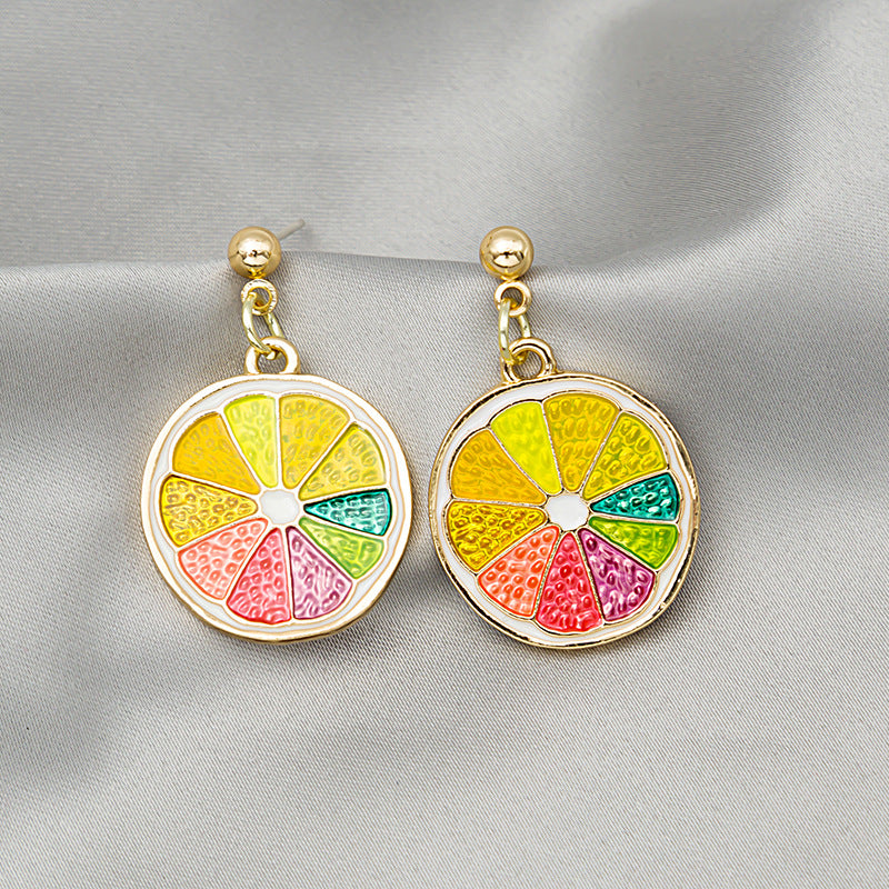 Alloy colored lemon slice earrings (Minimo de Compra 2) MIC-MDD060