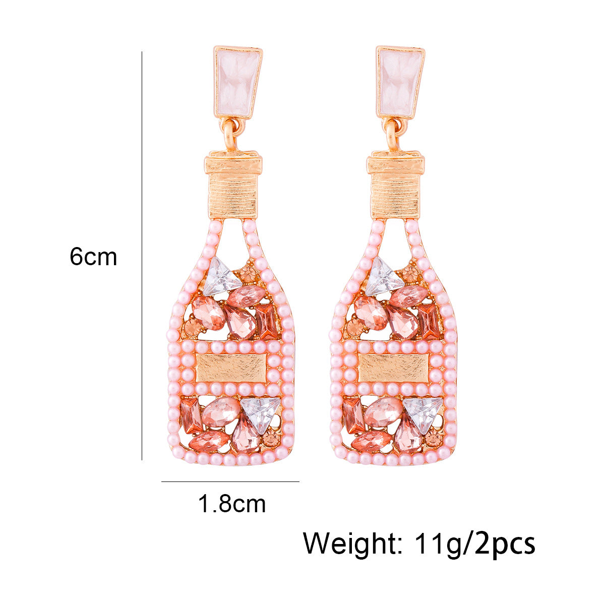 Alloy Champagne Wine Bottle Earrings MYA-JuJ031