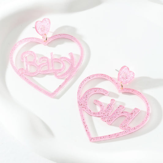 Acrylic Heart Letter Earrings (Minimo de Compra 5) MIC-DaiW015