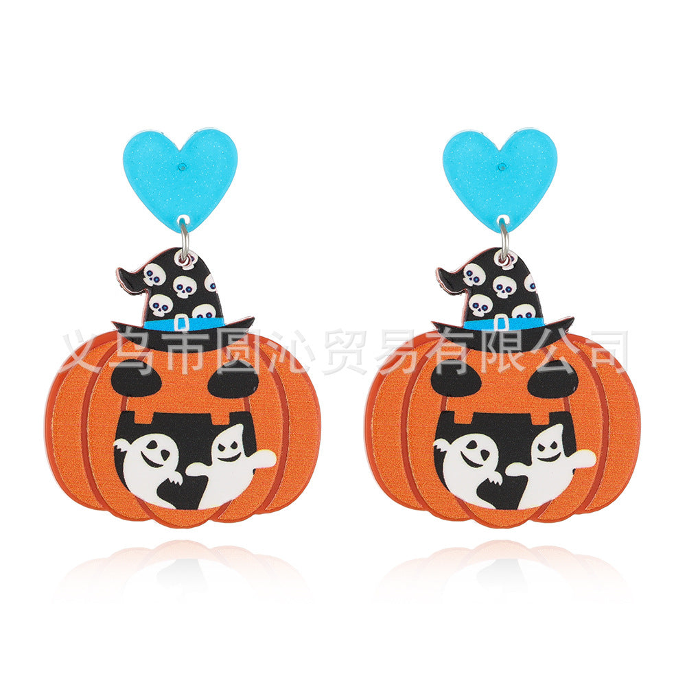 Acrylic cartoon pumpkin printed earrings (Minimo de Compra 3) MIC-YuanQ003