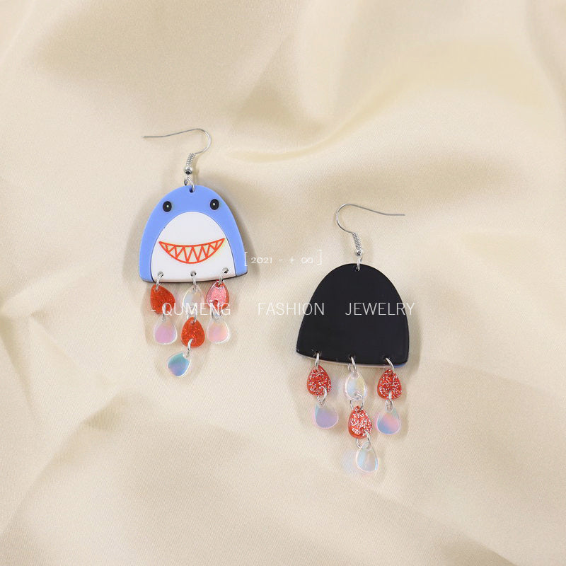 Acrylic Shark Water Drop Ear Studs (Minimo de Compra 3) MYA-OuG040