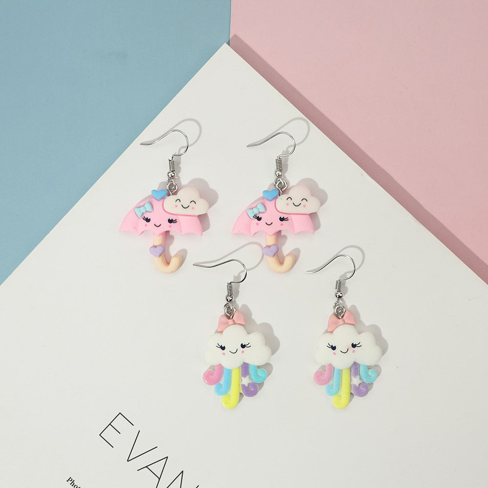 Acrylic cartoon matte cloud umbrella earrings MYA-NiQ042