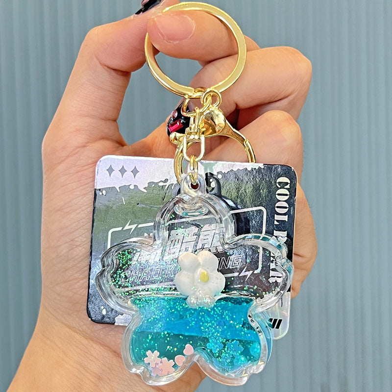 Acrylic Flower Quicksand Bottle Keychain ChaoHe002