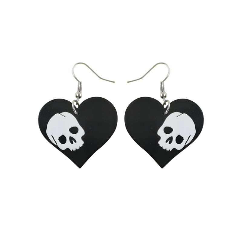 Acrylic love skull earrings (Minimo de compra 2) MIC-QinM003