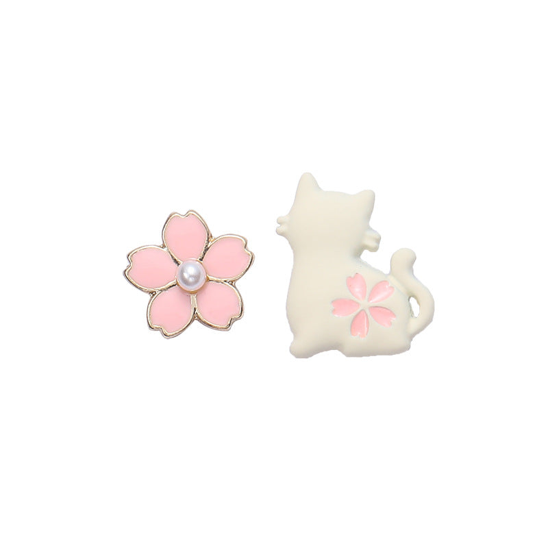 Alloy cute cat flower earrings (Minimo de Compra 2) MIC-SBL020