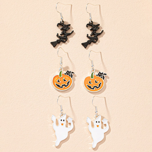 Alloy Fun Ghost Smiling Face Earrings MIC-AYN005