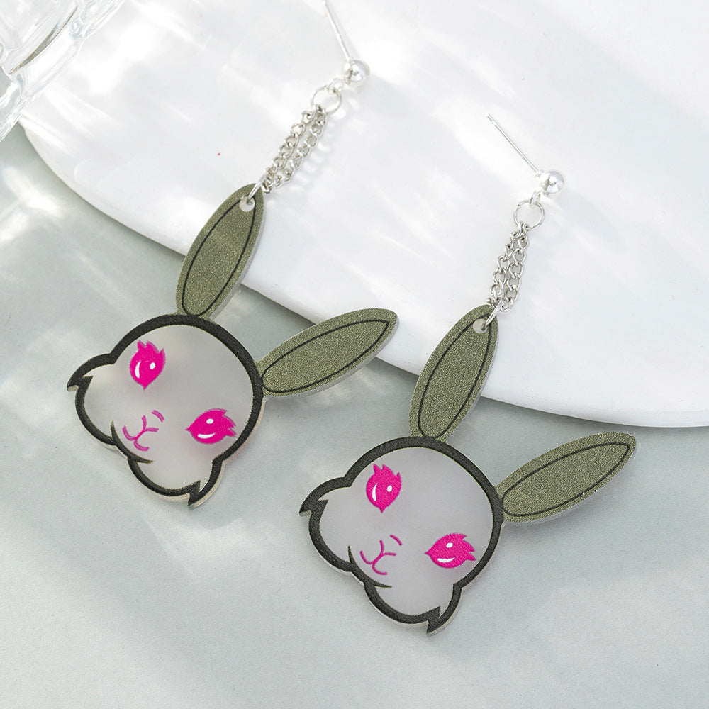 Acrylic cute cartoon rabbit earrings (Minimo de Compra 2) MYA-BeiQ007