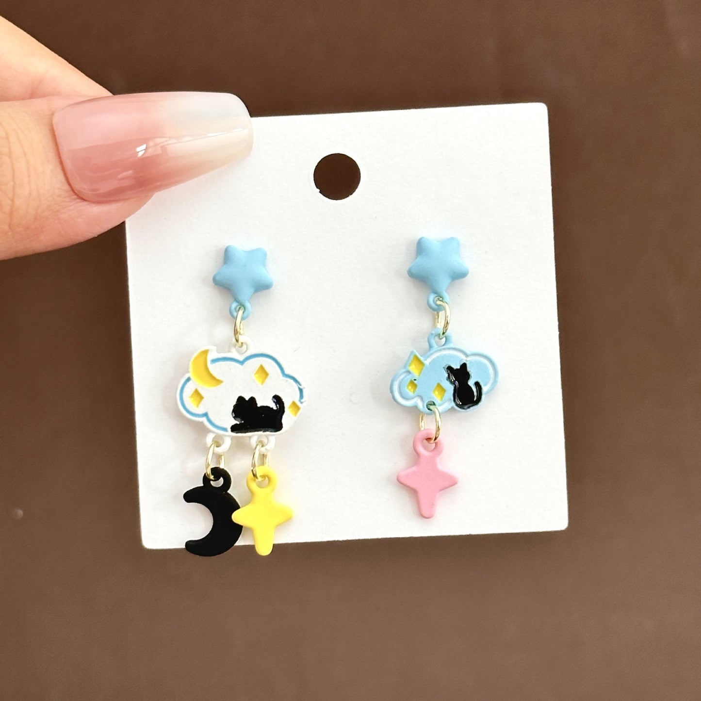 Alloy cartoon painted cat earrings MIC-MDD143