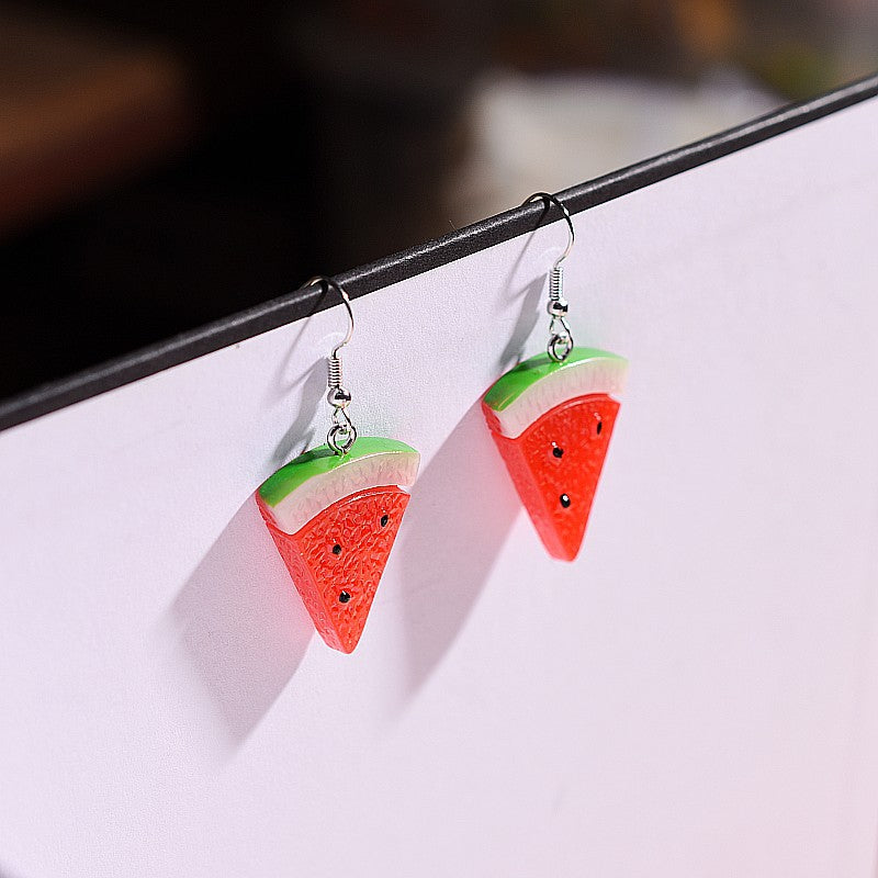 Resin versatile triangular watermelon earrings MIC-XunT005