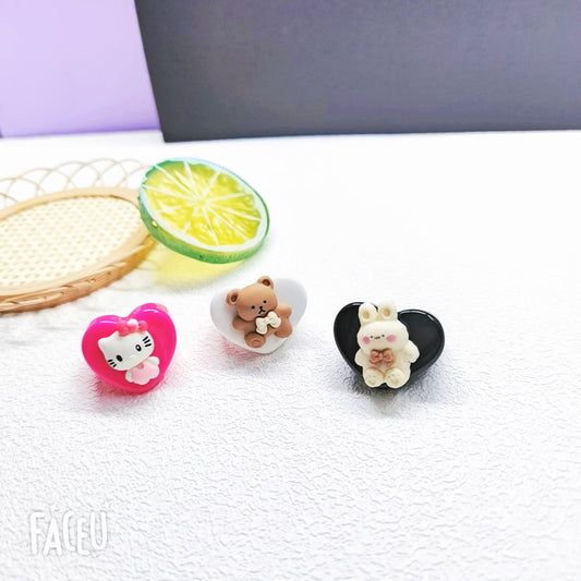 Resin Peach Bear Ring MIC-JianY003