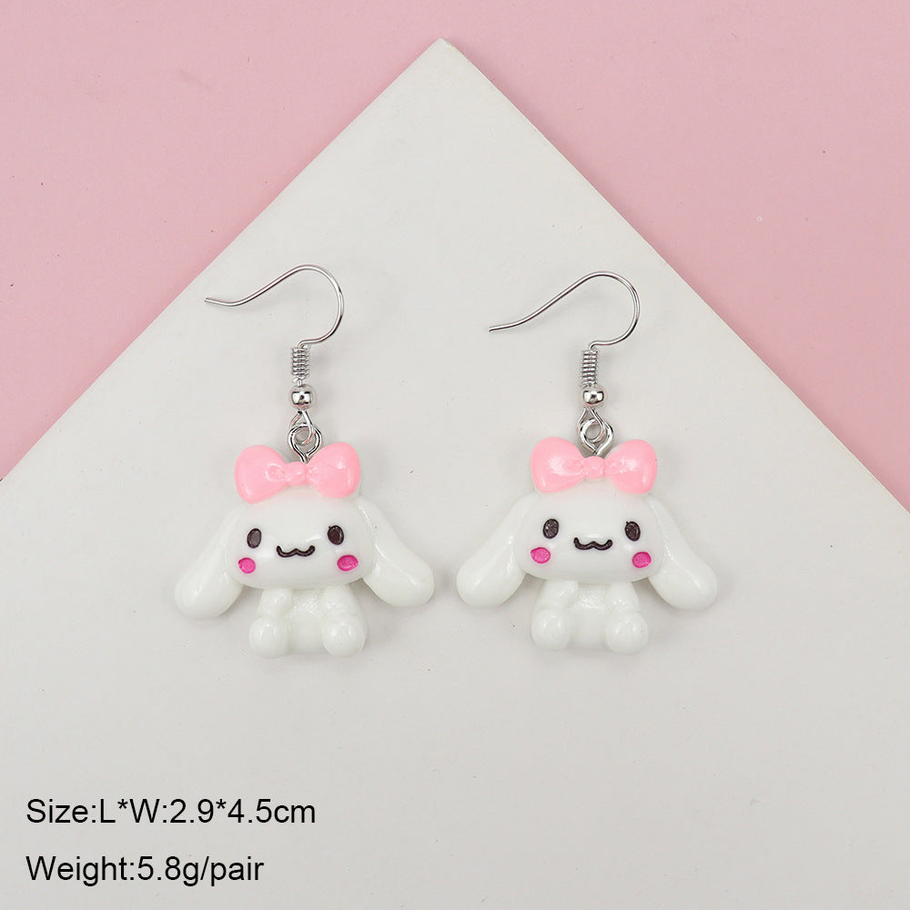 Acrylic Cute Little White Dog Earrings MYA-NiQ040