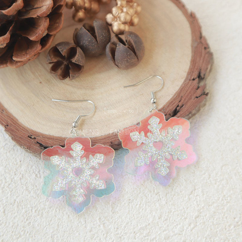 Acrylic Christmas Snowflake Earrings MYA-OuG082