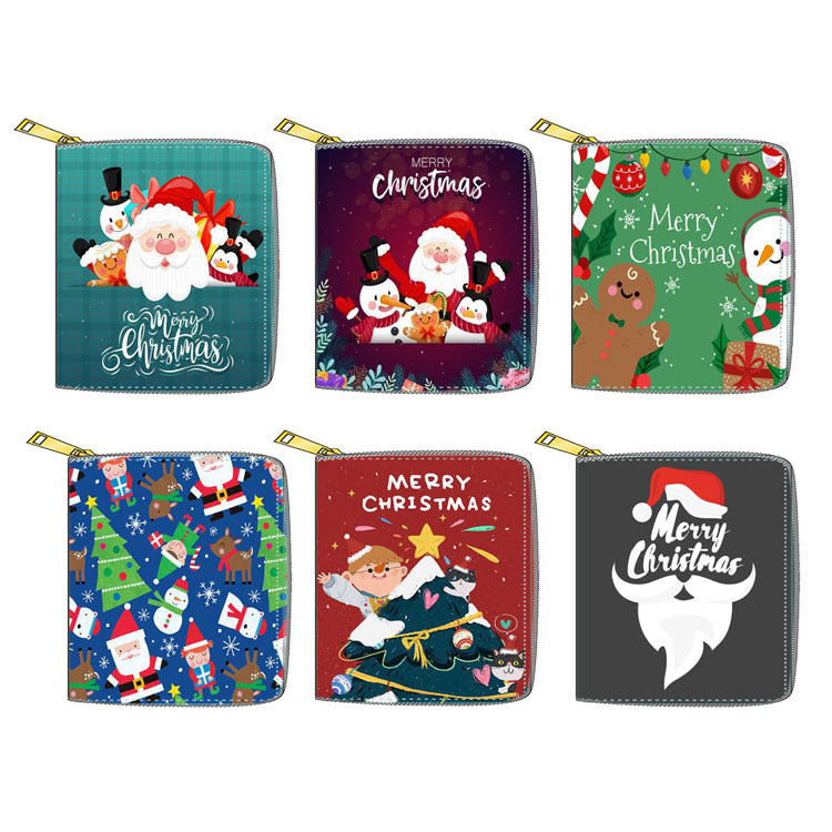 Wallet PU Christmas Fawn Santa Claus Short Zipper Minimo de compra 3 Dengxin015