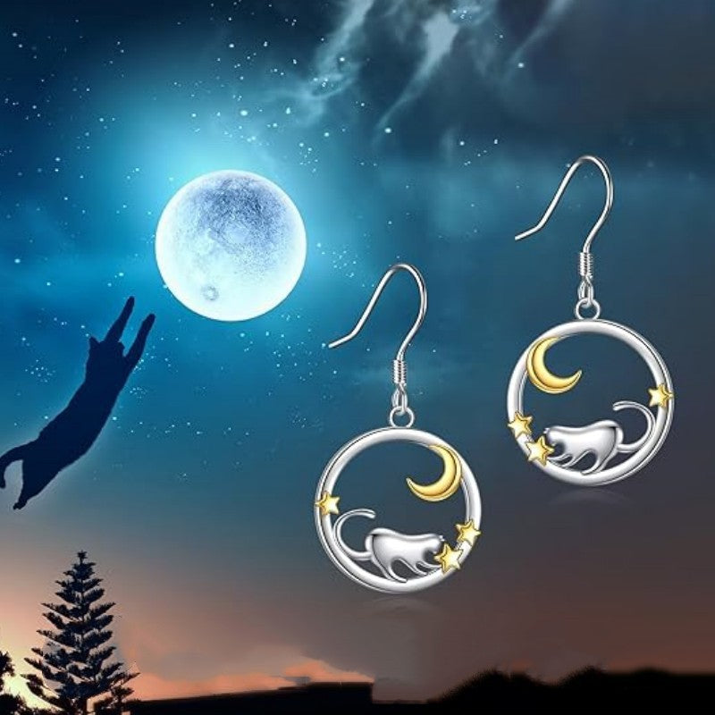 Alloy Cat Mi Xing Xing Yue Earrings (Minimo de compra 10) MYA-ZhuY007