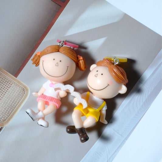 Alloy resin three-dimensional happy reading earrings (Minimo de compra 5) MYA-AoY005