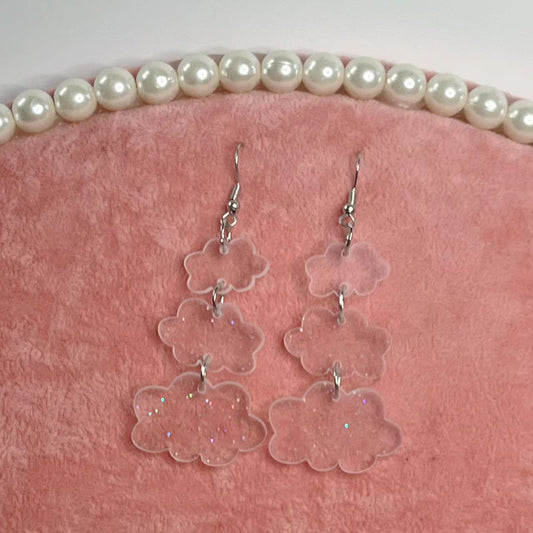 Acrylic Cloud Sparkling Powder Earrings MIC-JiuT005