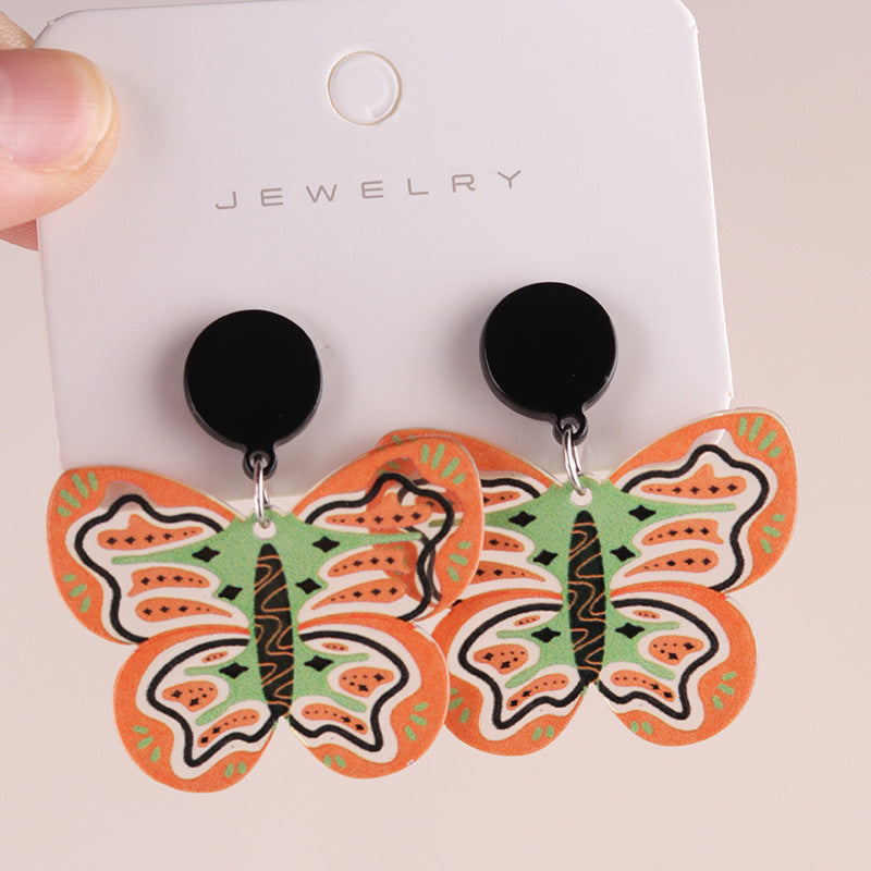 Acrylic contrasting butterfly earrings MYA-DuA088