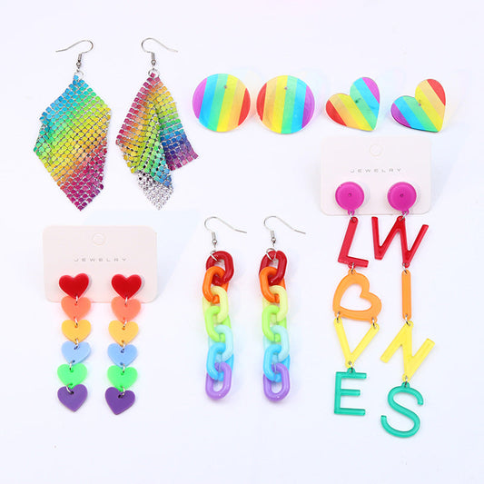 Acrylic geometric love earrings MIC-DuA018