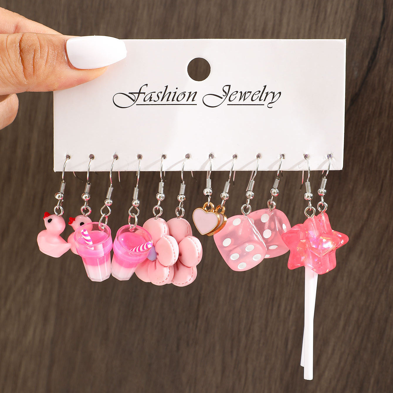 Alloy pink butterfly lollipop earrings MYA-XiaoY083