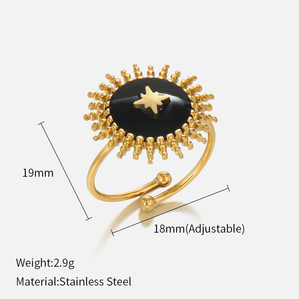 Gold Plated Stainless Steel Sunflower Ring （Minimo de compra 2） MYA-chenH009