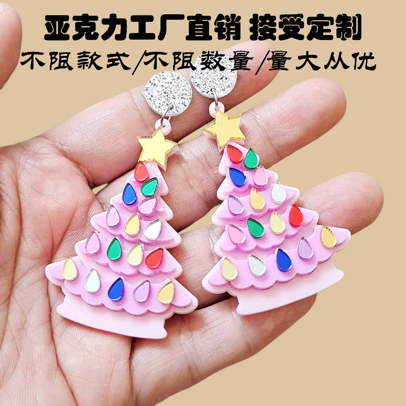 Acrylic Christmas tree earrings MIC-XueP185