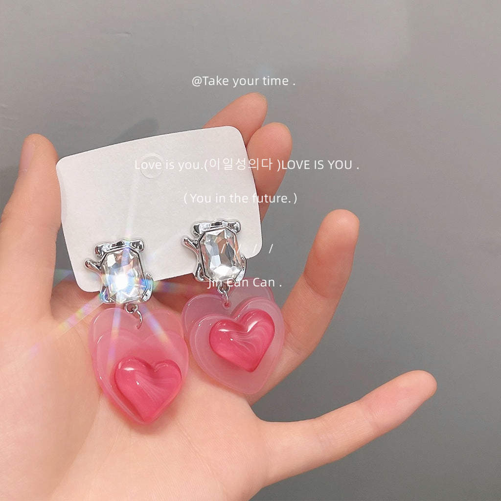 Alloy pink heart earrings MIC-LiangM003