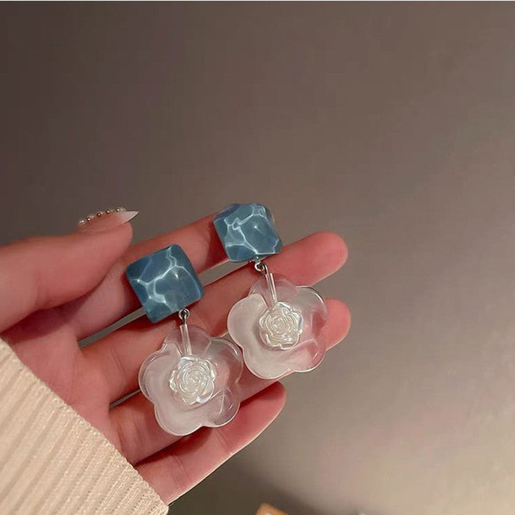 Alloy Flower Transparent Earrings (Minimo de Compra 2) MIC-YunT004