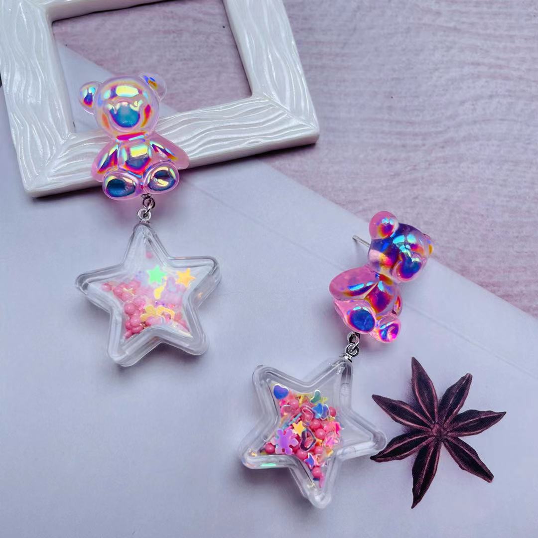 Acrylic Bear Star Love Earrings MIC-ChiC014