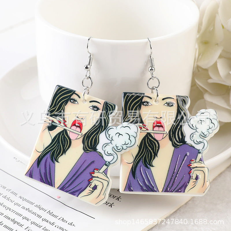 Resin dual color printed earrings (Minimo de Compra 2) MIC-YouY010