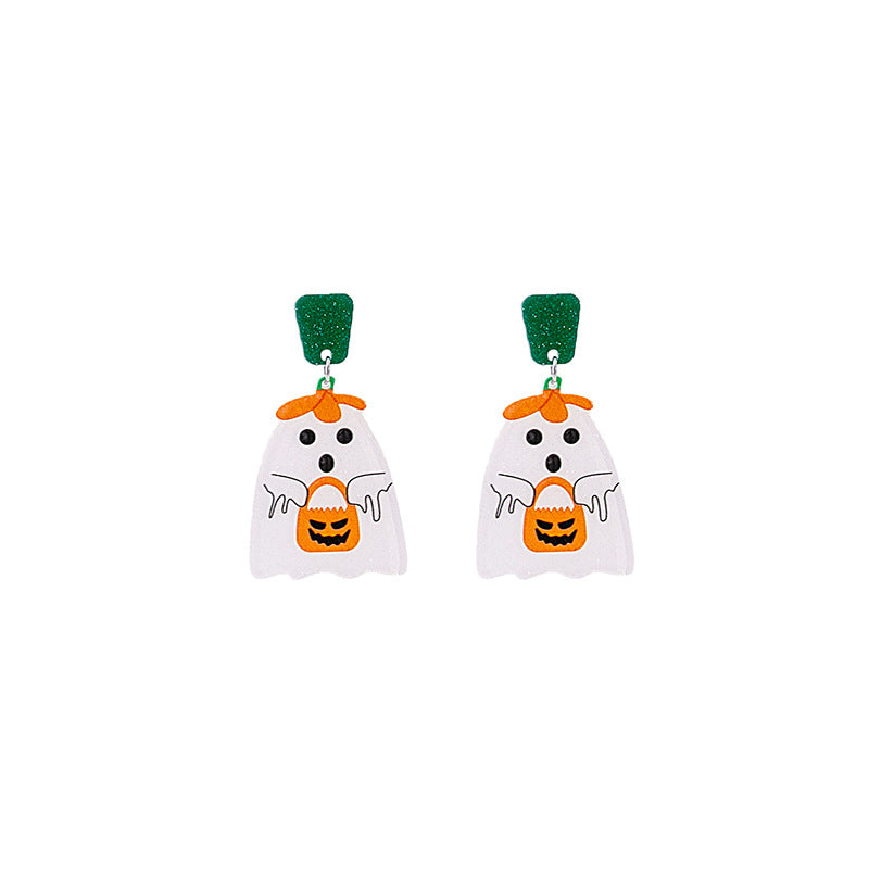 Acrylic Halloween terrifying skull earrings MIC-MDD045