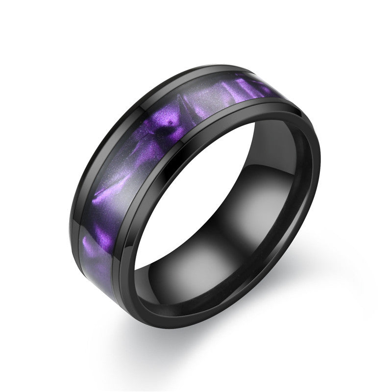 Stainless steel colorful purple colorful shell ring MIC-TS018