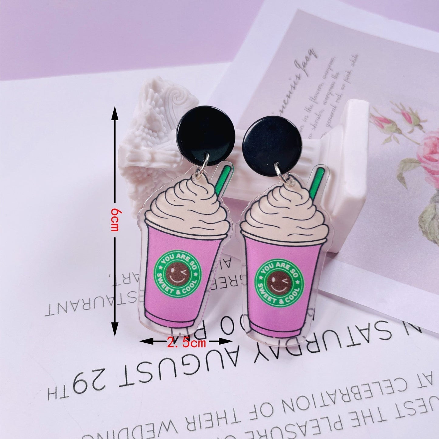 acrylic fun graffiti transparent acrylic flower earrings Minimo de compra 2 jiayi007