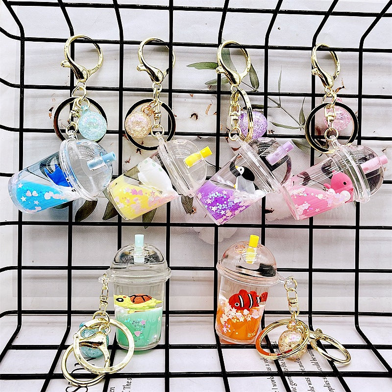 PVC cartoon floating oil keychain MYA-DMF010