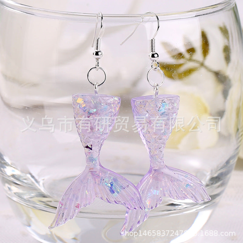 Acrylic sequin simulation mermaid earrings (Minimo de Compra 2) MIC-YouY015