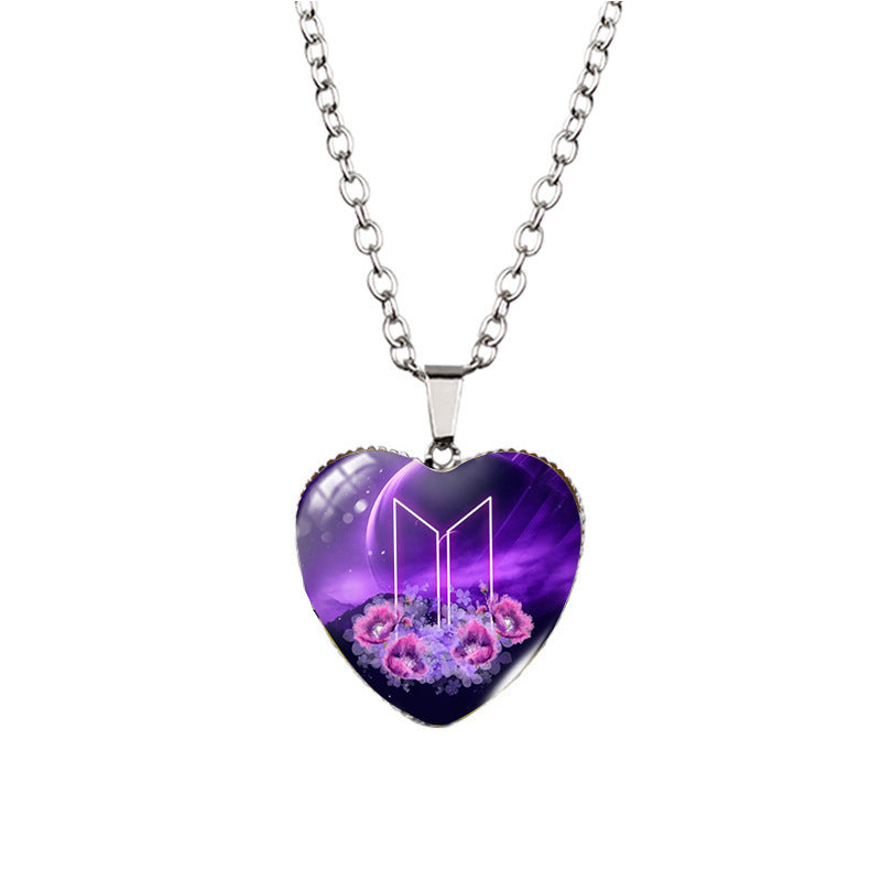 Alloy Time Gem Heart Necklace MIC-XiangL041