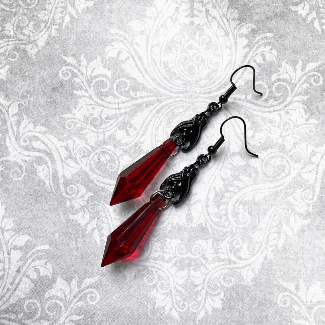 Alloy Red Black Gem Earrings MIC-AnM007