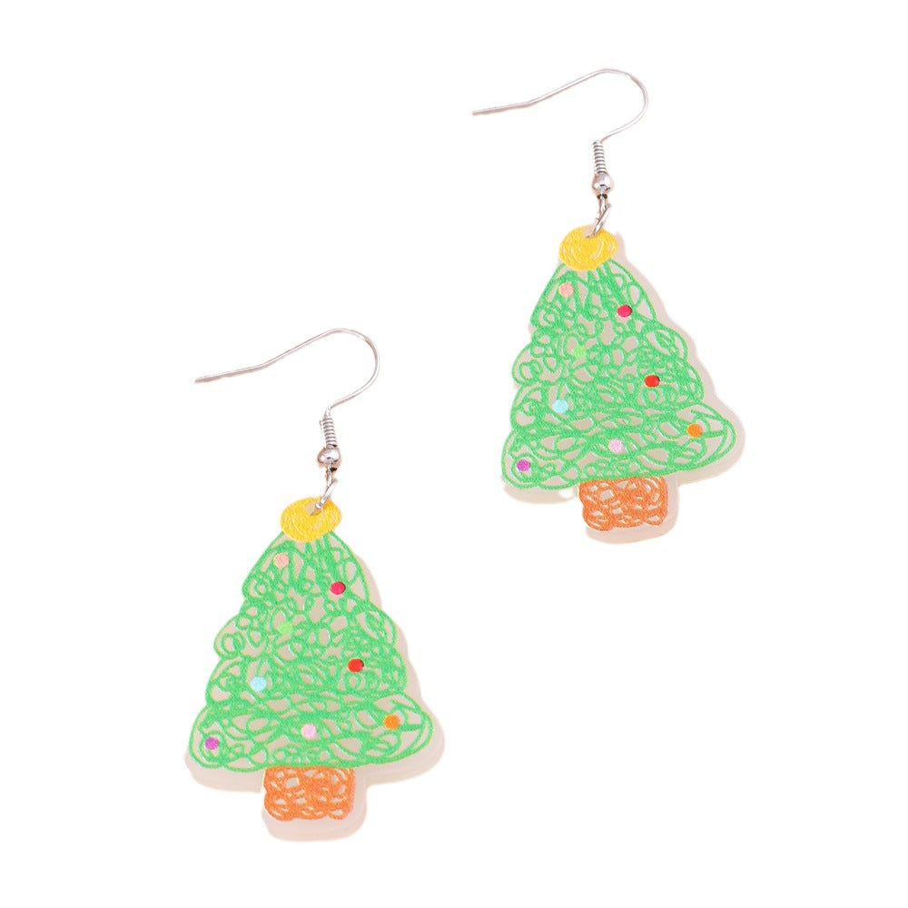 Acrylic Christmas Tree Earrings (Minimo de Compra 2) MYA-YueS002