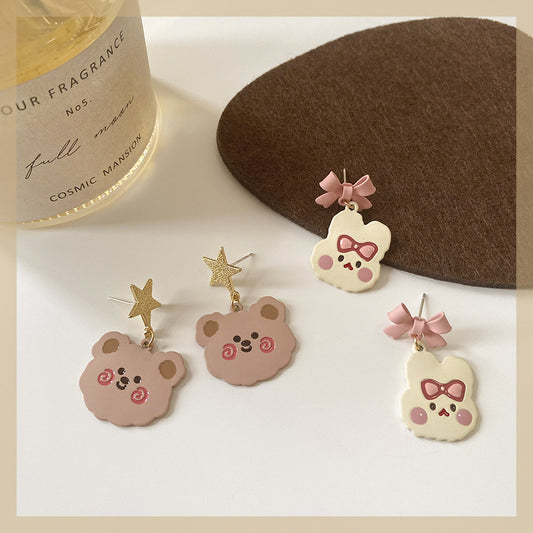 Alloy Pink Star Bear Earrings (Minimo de Compra 2) MIC-ShangY020