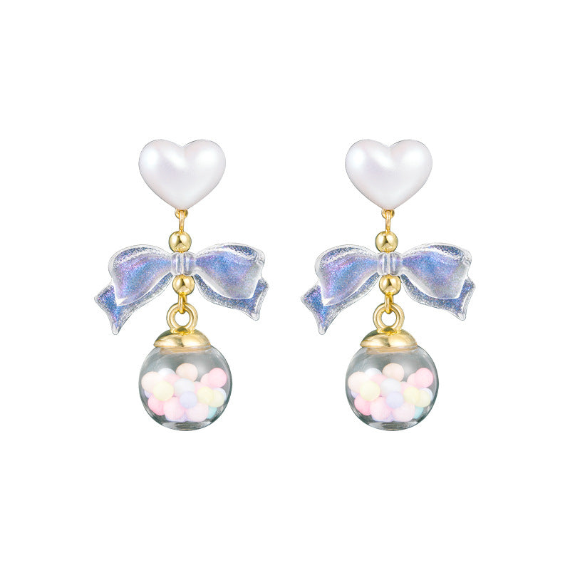 Alloy colored glass ball bow earrings (Minimo de compra 2) MIC-TQL008