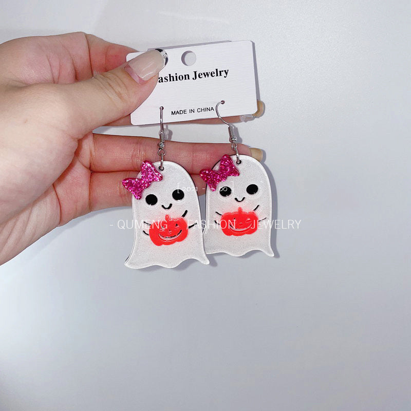 Acrylic Halloween Ghost Earrings (Minimo de Compra 3) MIC-OuG060