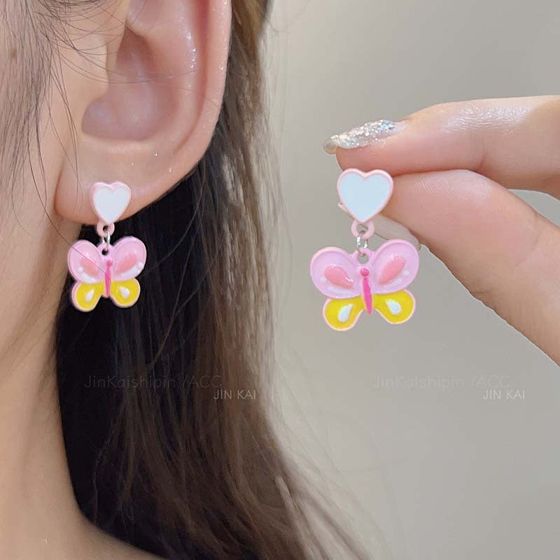 Resin Colored Love Butterfly Earrings (Minimo de Compra 2) MYA-JinK001