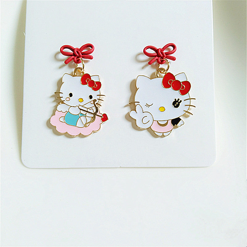 Alloy Anime Cat Asymmetric Earrings (Minimo de compra 2) MYA-AiM006