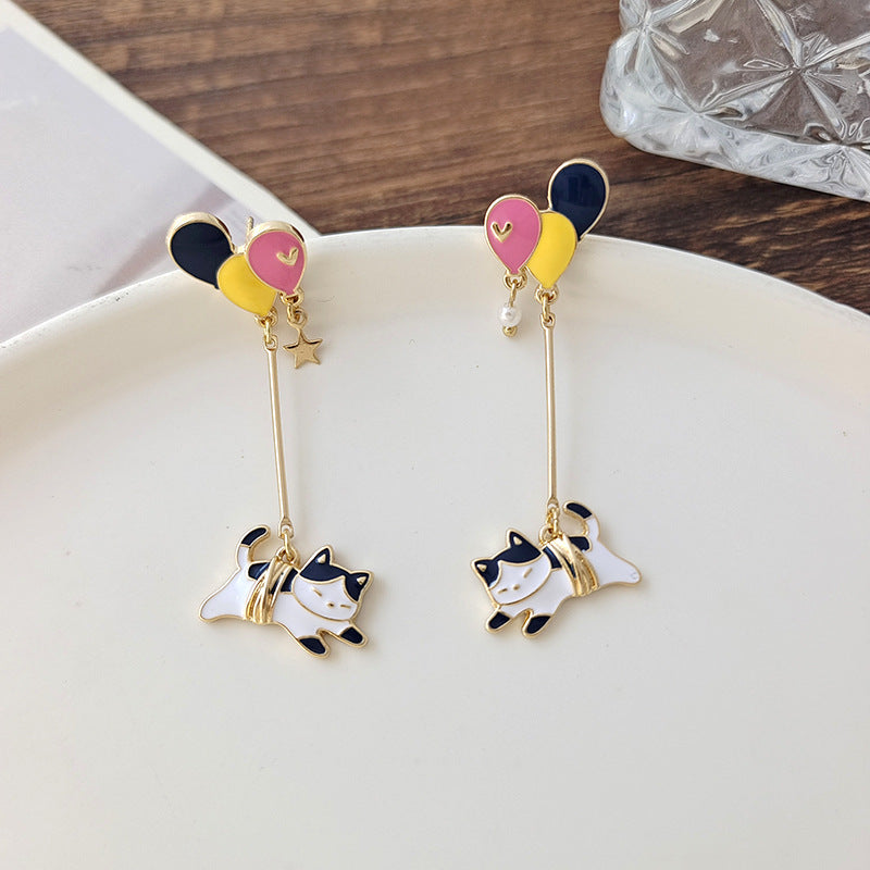 Alloy Long Cartoon Cat Earrings (Minimo de Compra 2) MIC-BLD078